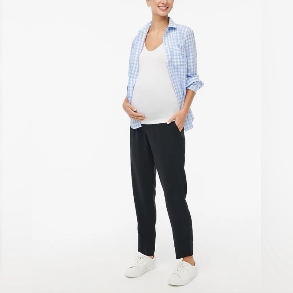 NWT J Crew Black Jamie Maternity Pant 4 Adjustable Waist High Rise Pull On Taper